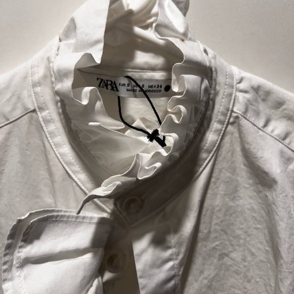 Zara NWT ruffled front cotton button downsize S. - Picture 5 of 6